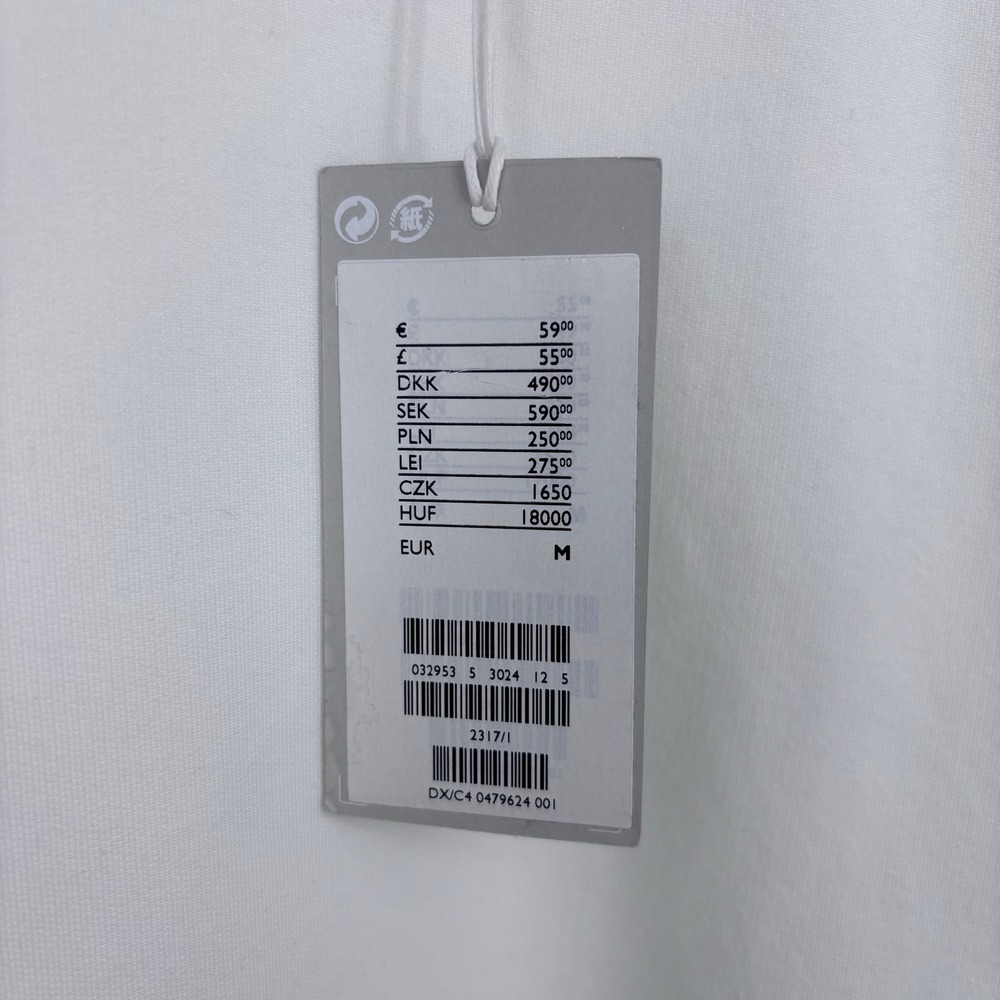COS Ribbed Hem Crewneck Sweatshirt Women Medium White Pullover Minimalist NEW - Picture 3 of 9